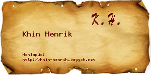 Khin Henrik névjegykártya